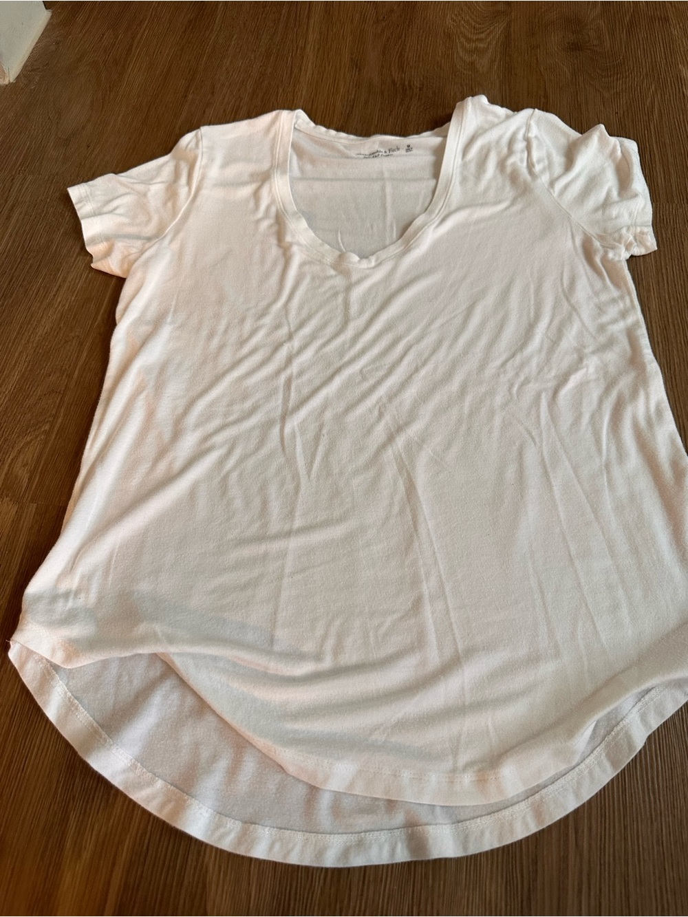 Abercrombie & Fitch Soft and Drapey White Short Sleeve V-Neck Tee